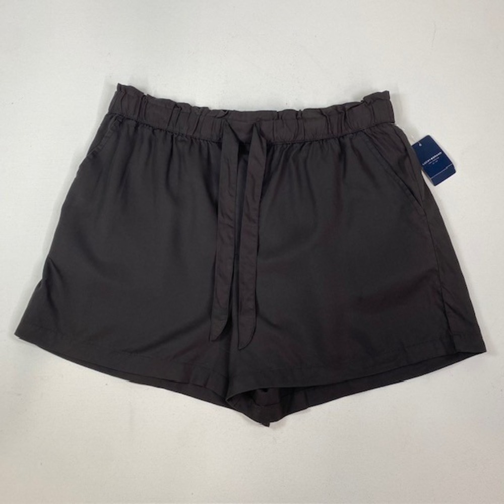 Lucky Brand Womens Shorts L Washed Black Solid Paperbag Waist Tie Casual